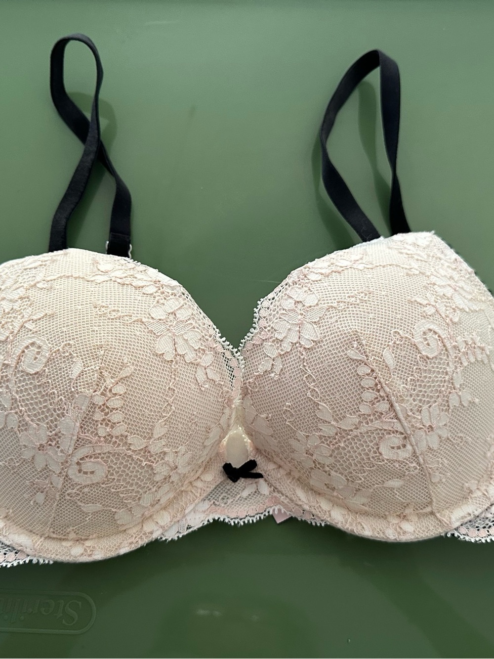Victoria's Secret Lace Push-Up Bra - Light Blush with Black Straps